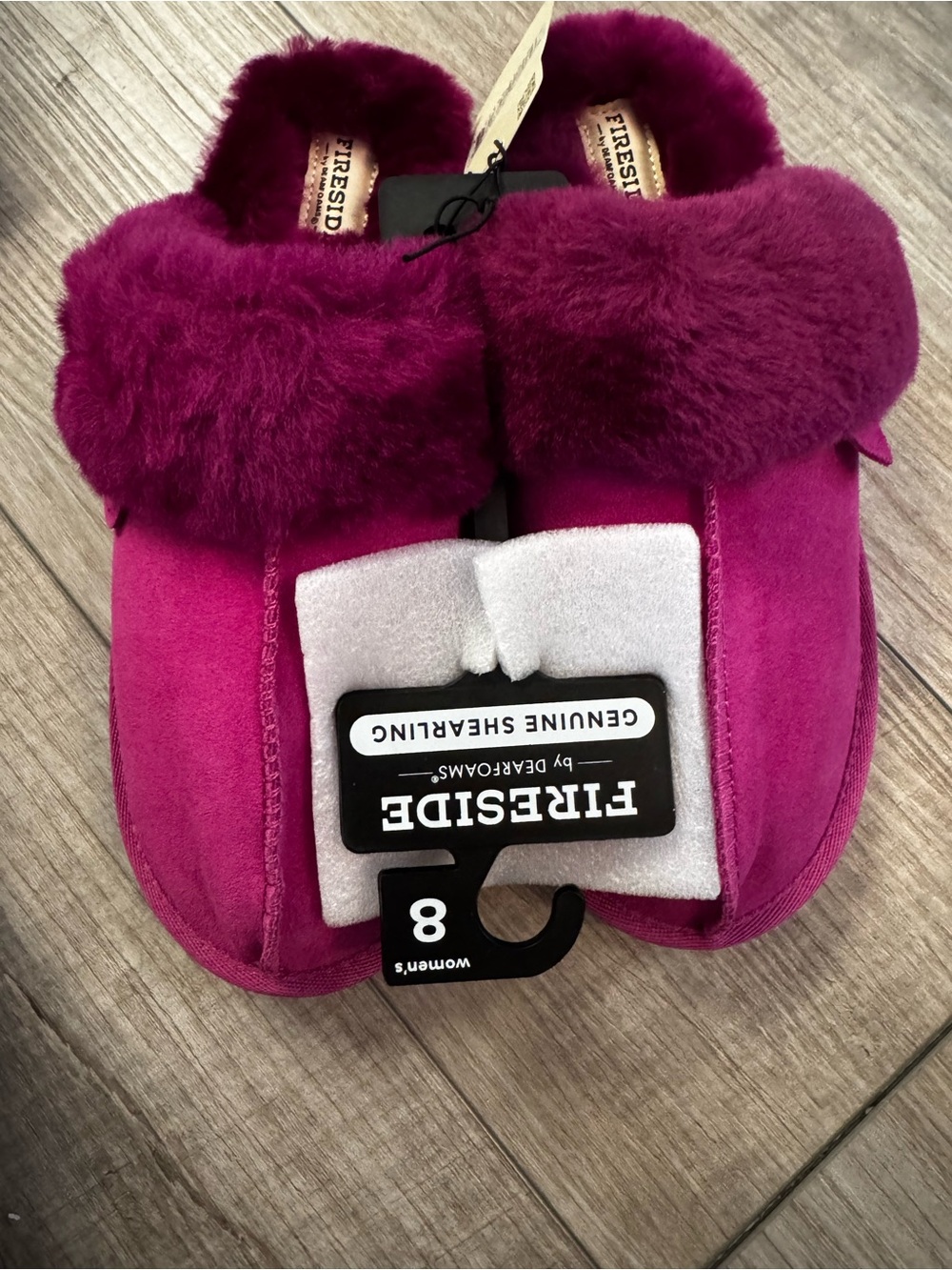 Dearfoams Fireside Genuine Shearling Suede Slippers Women’s Size 8 Mystic Purple
